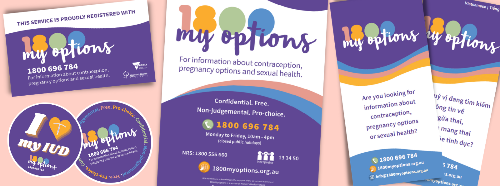 1800 My Options promotional poster, brochure and stickers