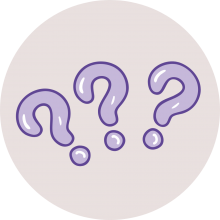 Beige circle with question marks